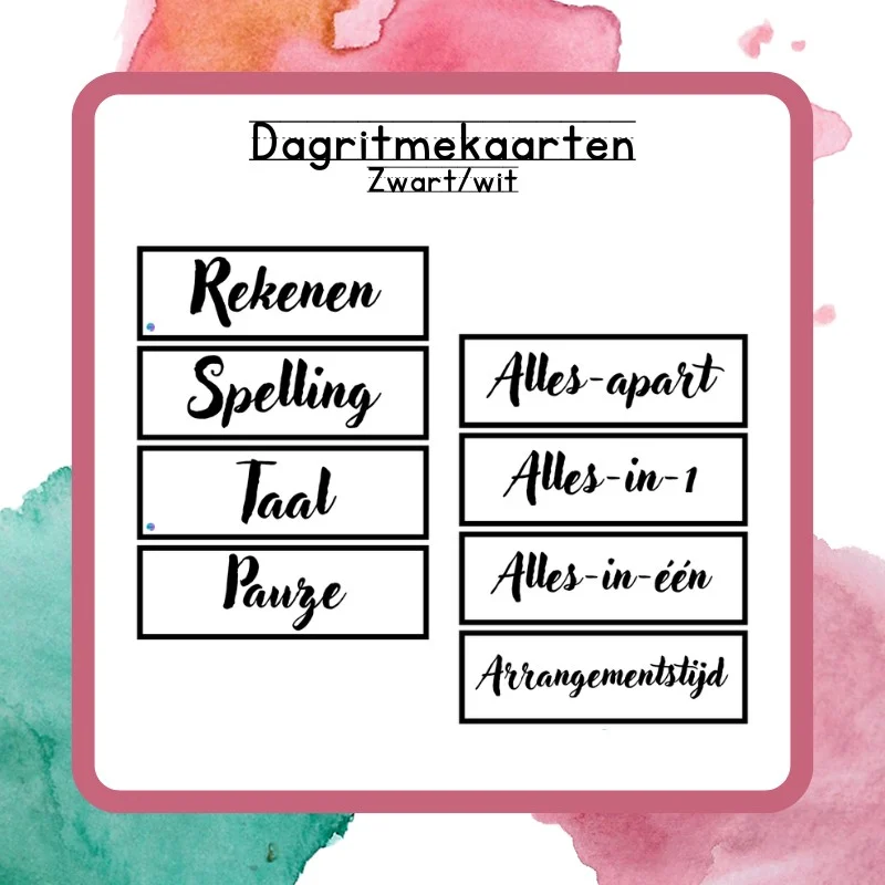 Dagritmekaarten zwart/wit