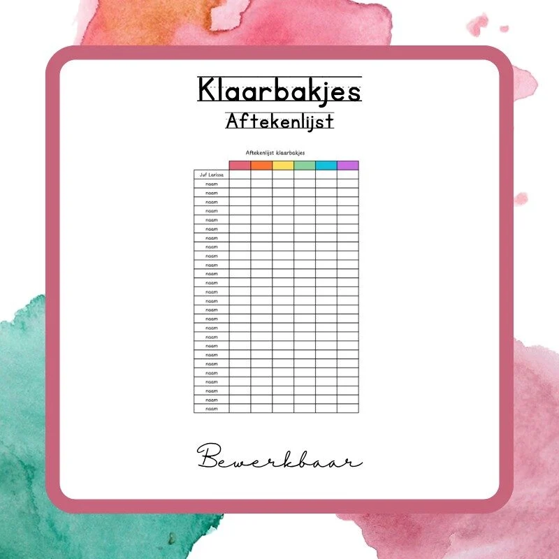 Aftekenlijst klaarbakjes