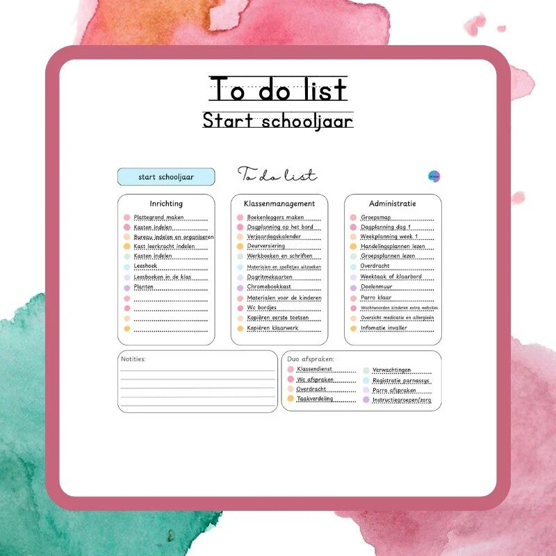 to do list start schooljaar