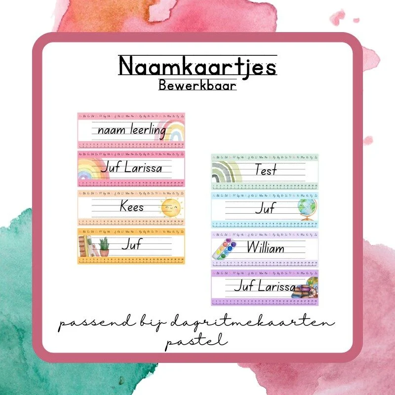 Naamkaartjes pastel