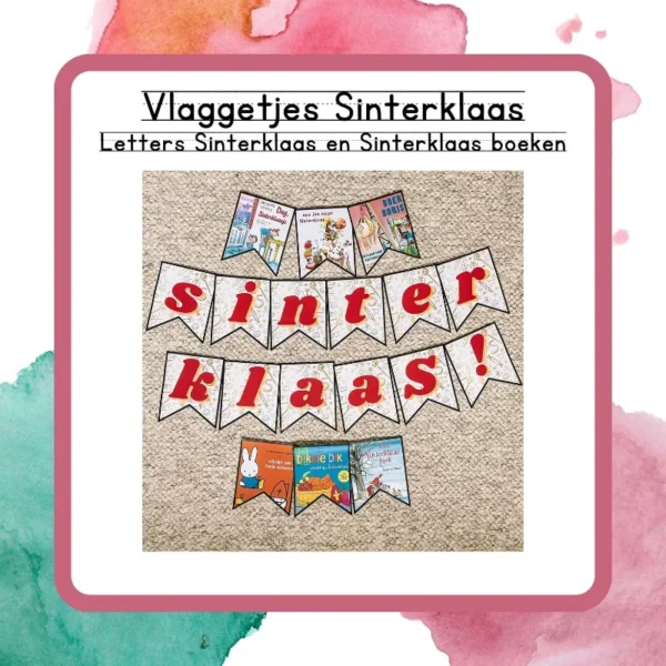 Vlaggetjes met boeken Sinterklaas