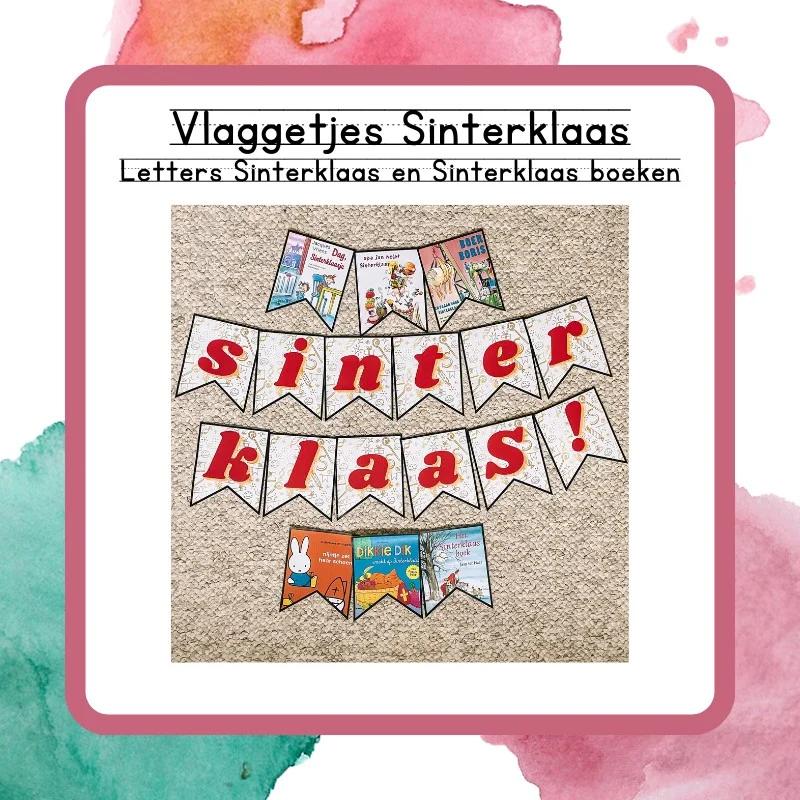 Vlaggetjes met boeken Sinterklaas