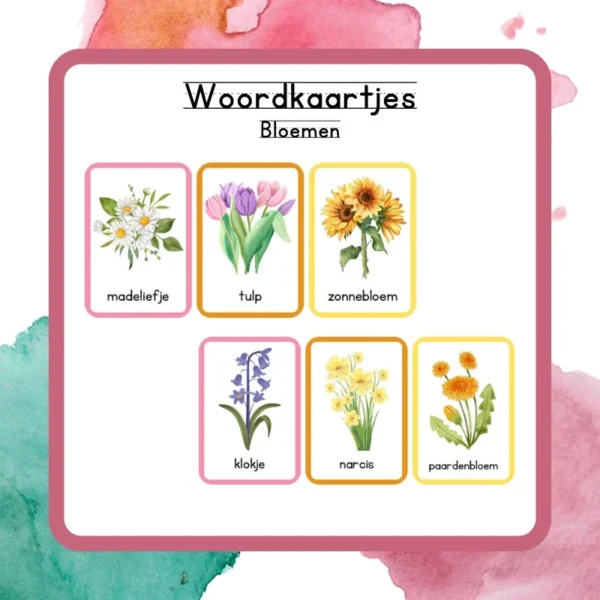 woordkaartjes bloemen