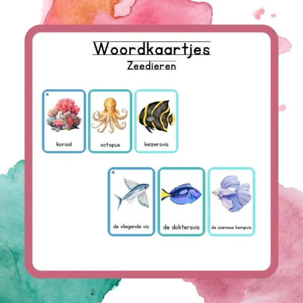 Woordkaartjes Zeedieren